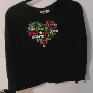 M&C Sportswear Youth Teen XL Long Sleeve Black Women's Christmas Tee